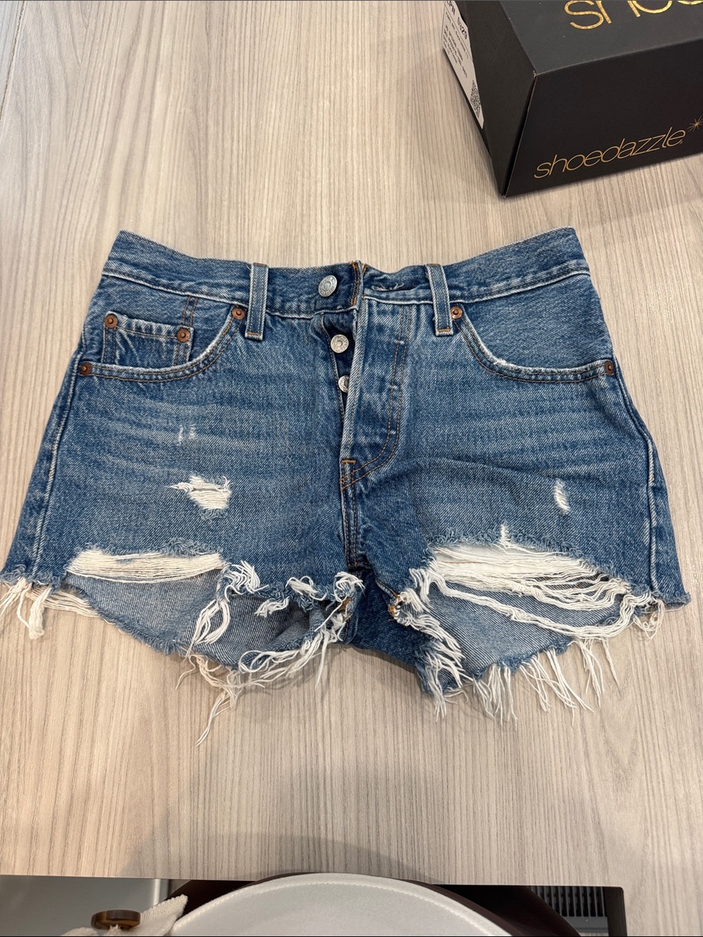 Levi’s High-Rise Distressed Denim Cutoff Shorts - Blue